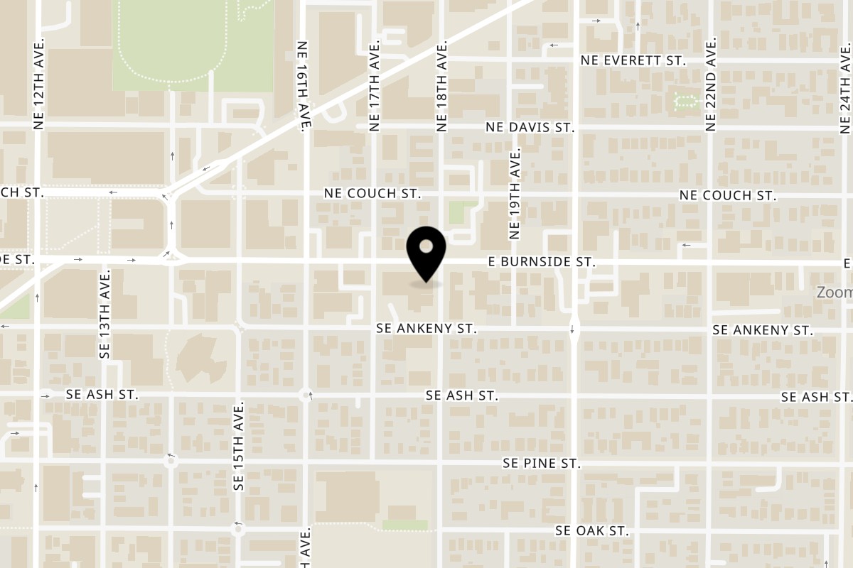 Map showing the location of Mad Greek Deli East Side on 1740 E Burnside St in Portland